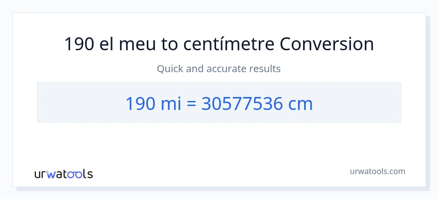 Conversió de 190 milles a Centímetres