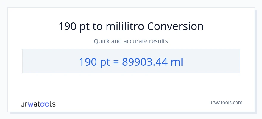 190 Pints patungong mga mililitro na conversion