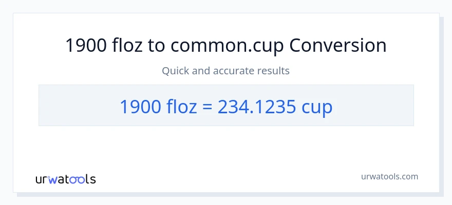 1900 mga onsa ng likido patungong mga tasa na conversion