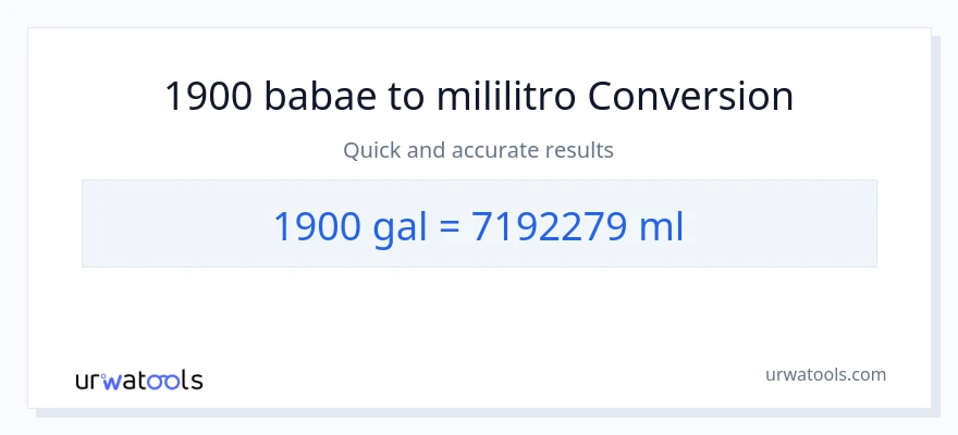 1900 Mga galon patungong mga mililitro na conversion