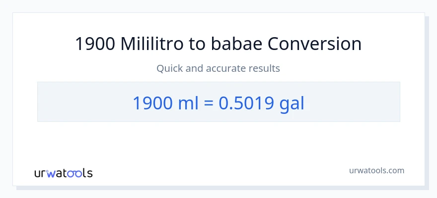 1900 mga mililitro patungong Mga galon na conversion