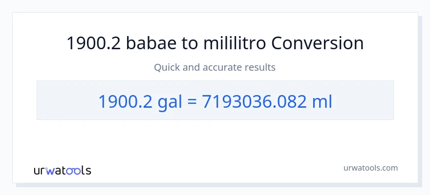 1900.2 Mga galon patungong mga mililitro na conversion