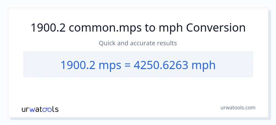 1900.2 Meters Per Second patungong milya kada oras na conversion