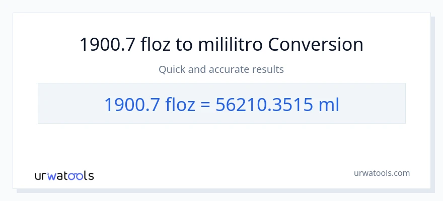 1900.7 mga onsa ng likido patungong mga mililitro na conversion
