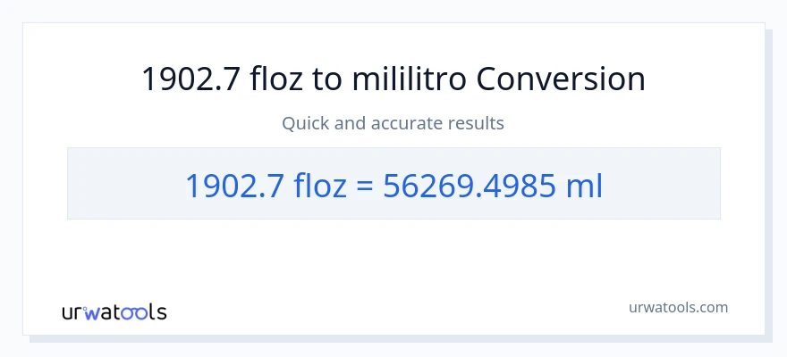 1902.7 mga onsa ng likido patungong mga mililitro na conversion