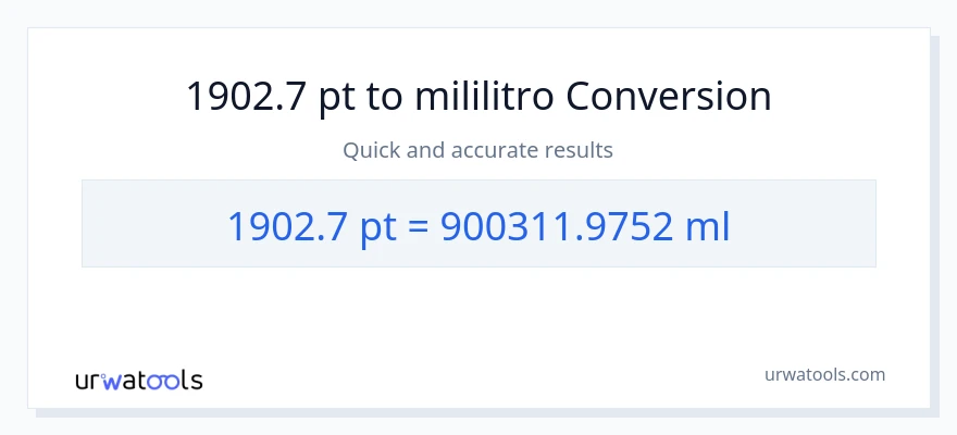 1902.7 Pints patungong mga mililitro na conversion