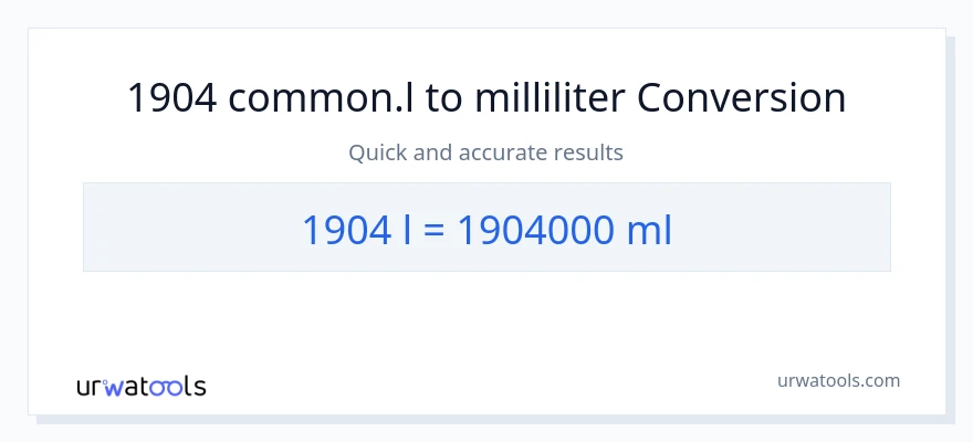 1904 Liters to milliliters conversion