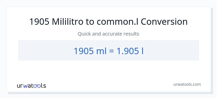 1905 mga mililitro patungong Liters na conversion