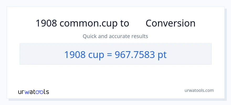 การแปลง 1908 ถ้วย เป็น Pints