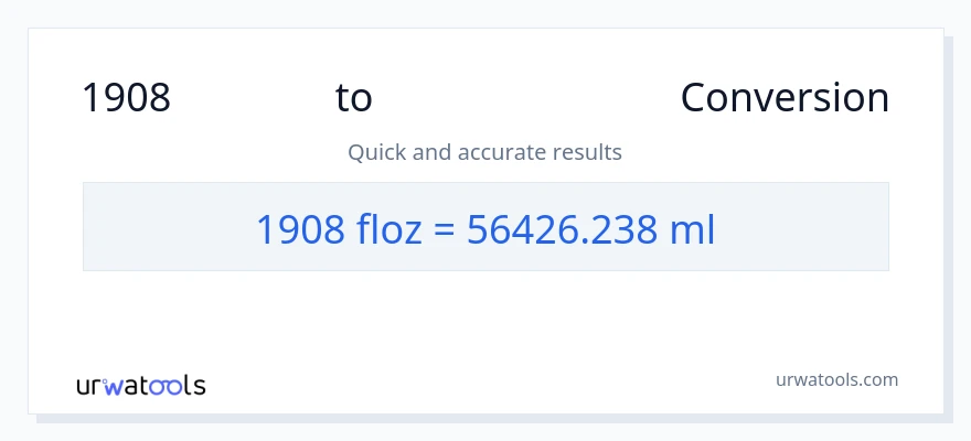 1908 ദ്രാവക ഔൺസ് ൽ നിന്ന് മില്ലിലിറ്റർ ലേക്ക് പരിവർത്തനം