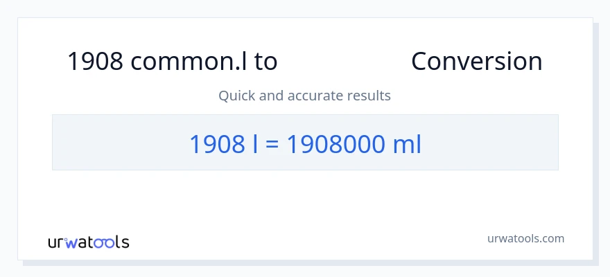 تبدیل 1908 Liters به میلی‌لیتر
