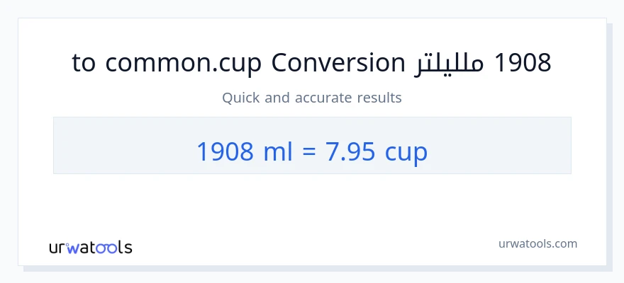 التحويل من 1908 ملليلتر إلى أكواب