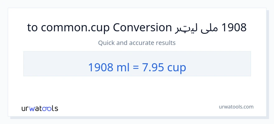 1908 ملی لیټرونه ته پيالې بدلون