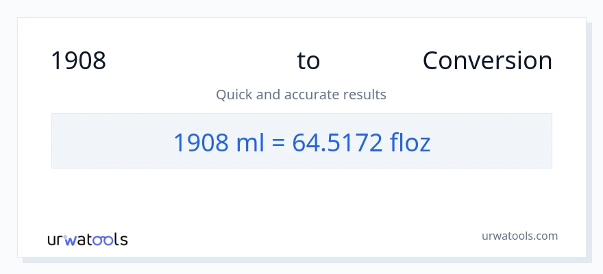 1908 മില്ലിലിറ്റർ ൽ നിന്ന് ദ്രാവക ഔൺസ് ലേക്ക് പരിവർത്തനം
