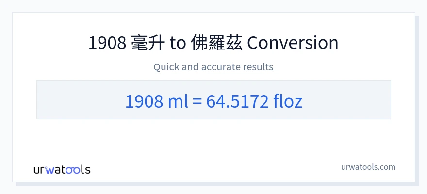 1908 毫升 到 液體盎司 轉換