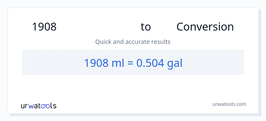 1908 മില്ലിലിറ്റർ ൽ നിന്ന് ഗാലൺസ് ലേക്ക് പരിവർത്തനം