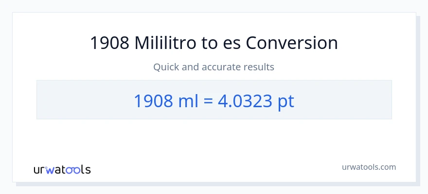 Conversión de 1908 mililitros a Pints