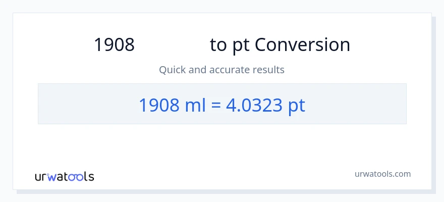 1908 ミリリットル から Pints への変換