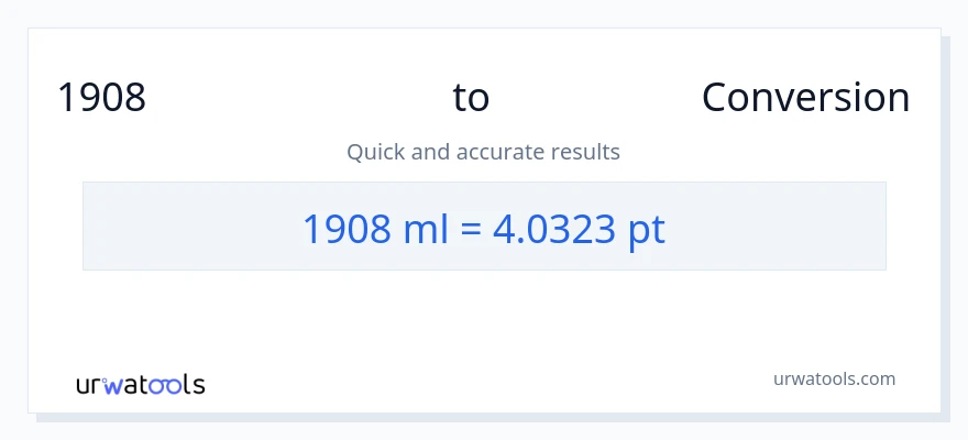 1908 മില്ലിലിറ്റർ ൽ നിന്ന് Pints ലേക്ക് പരിവർത്തനം
