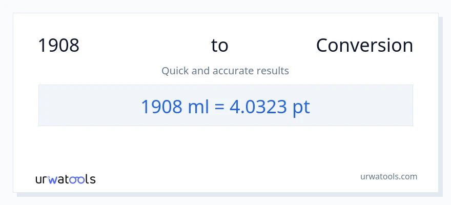 1908 మిల్లీలీటర్లు నుండి Pints కు మార్పిడి