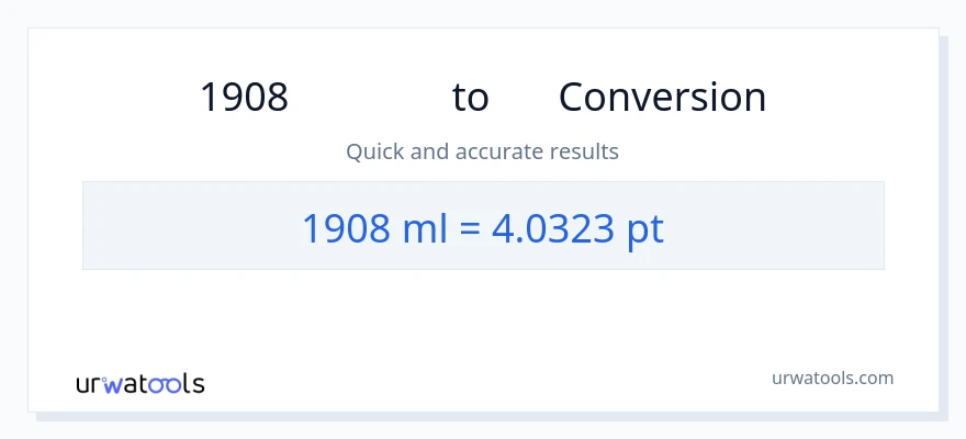 การแปลง 1908 มิลลิลิตร เป็น Pints