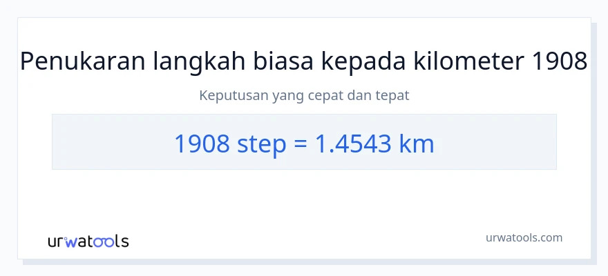 1908 steps to Kilometer conversion