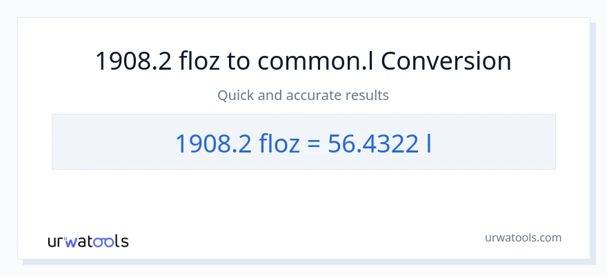 1908.2 mga onsa ng likido patungong Liters na conversion