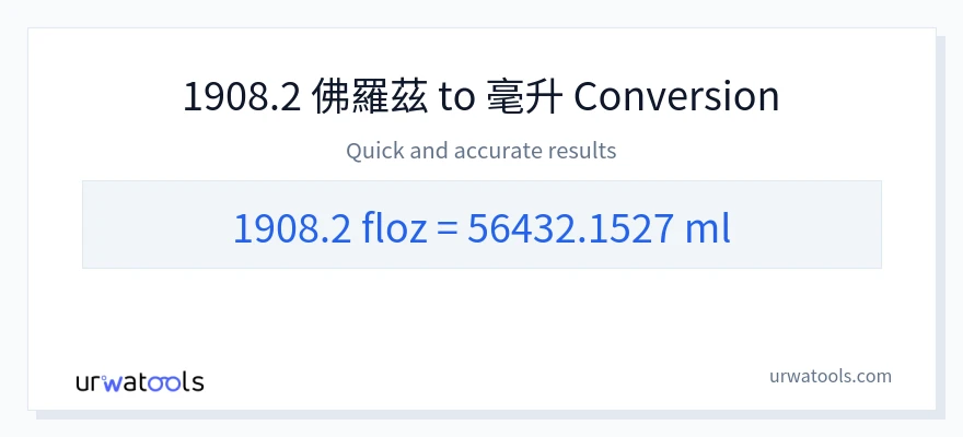 1908.2 液體盎司 到 毫升 轉換