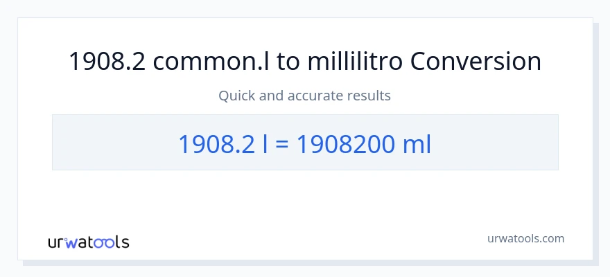 Conversione da 1908.2 Liters a millilitri