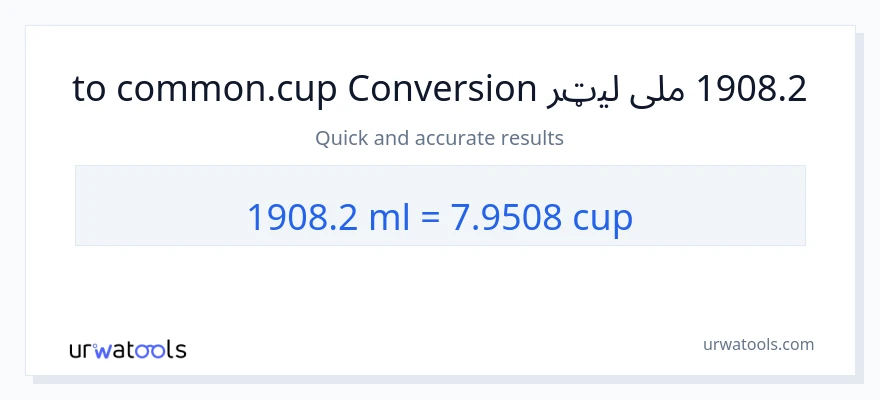 1908.2 ملی لیټرونه ته پيالې بدلون