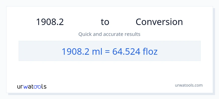 การแปลง 1908.2 มิลลิลิตร เป็น ออนซ์ของเหลว
