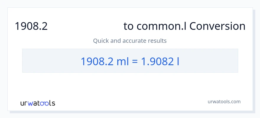 1908.2 మిల్లీలీటర్లు నుండి Liters కు మార్పిడి