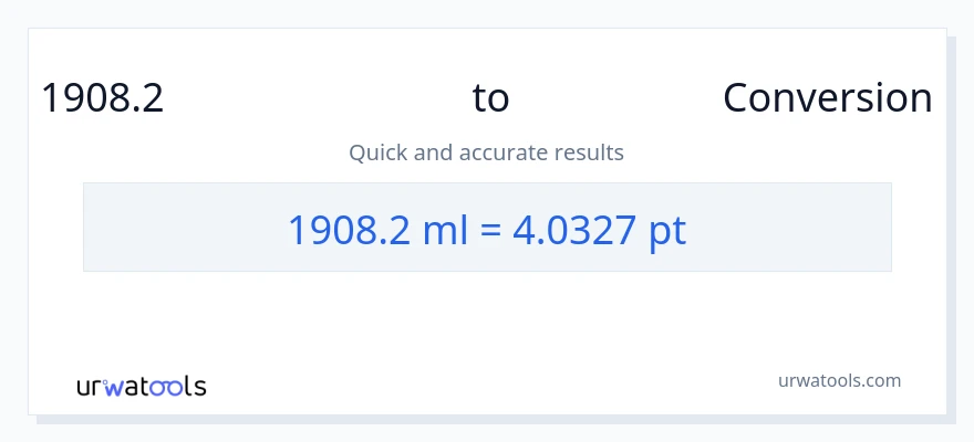 1908.2 മില്ലിലിറ്റർ ൽ നിന്ന് Pints ലേക്ക് പരിവർത്തനം