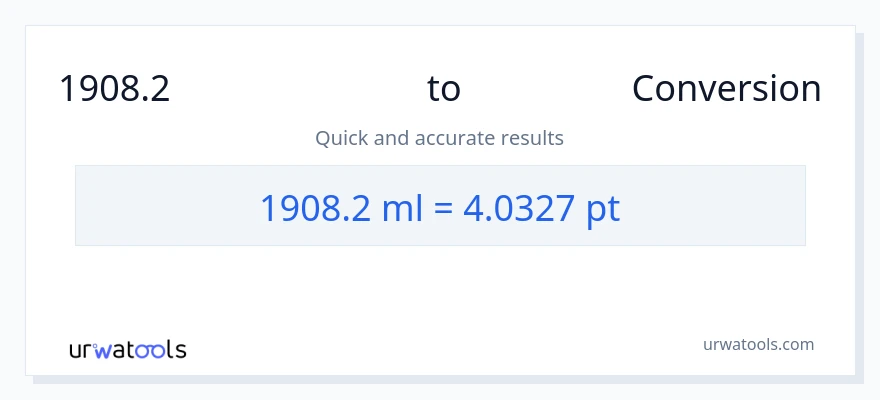 1908.2 మిల్లీలీటర్లు నుండి Pints కు మార్పిడి