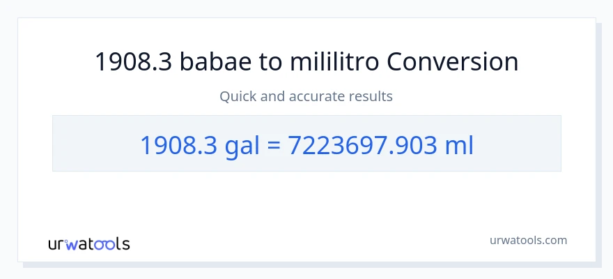 1908.3 Mga galon patungong mga mililitro na conversion