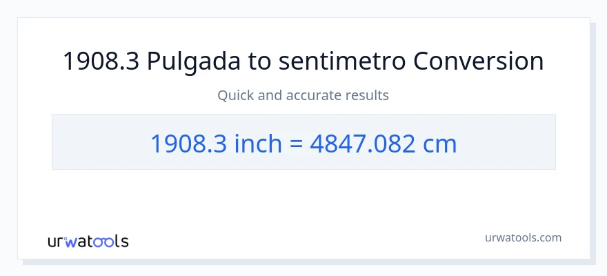 1908.3 Pulgada patungong Mga Sentimetro na conversion