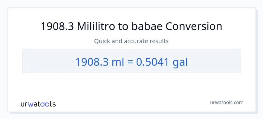 1908.3 mga mililitro patungong Mga galon na conversion