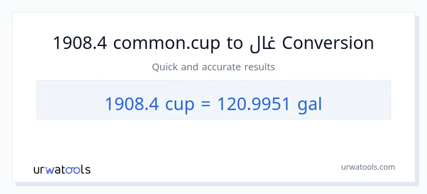 التحويل من 1908.4 أكواب إلى غالونات
