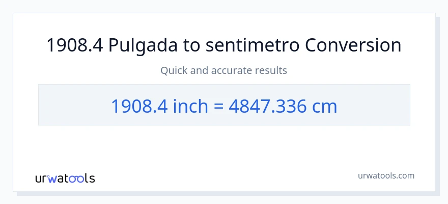 1908.4 Pulgada patungong Mga Sentimetro na conversion