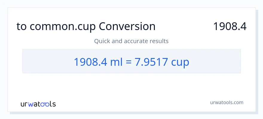 تبدیل 1908.4 میلی‌لیتر به فنجان‌ها