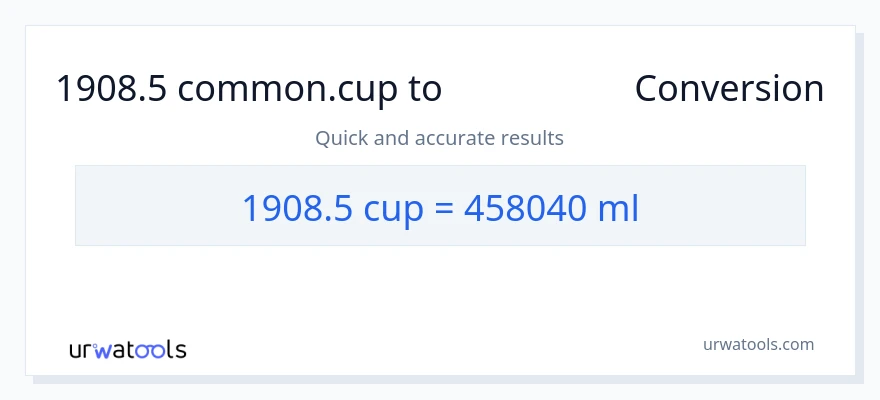 تبدیل 1908.5 فنجان‌ها به میلی‌لیتر