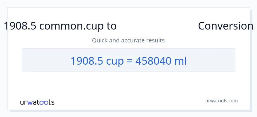 1908.5 കപ്പുകൾ ൽ നിന്ന് മില്ലിലിറ്റർ ലേക്ക് പരിവർത്തനം