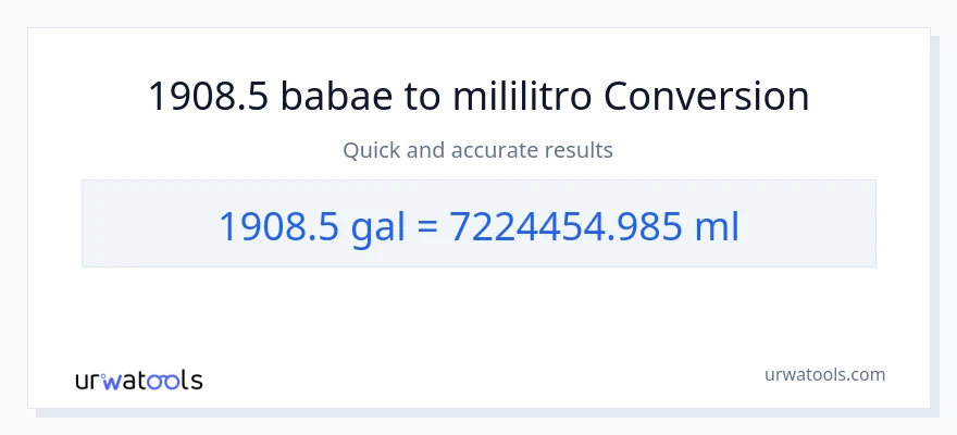 1908.5 Mga galon patungong mga mililitro na conversion