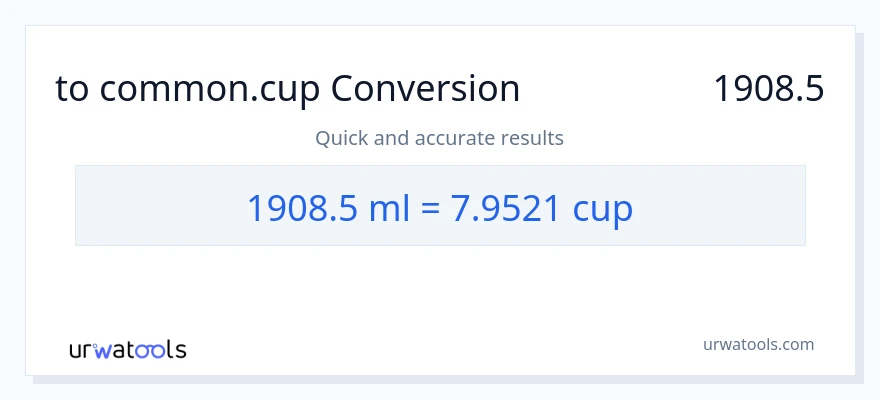 تبدیل 1908.5 میلی‌لیتر به فنجان‌ها