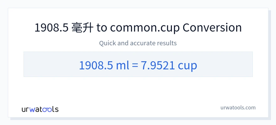 1908.5 毫升 到 杯子 轉換
