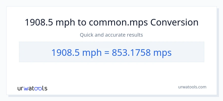 1908.5 milya kada oras patungong Meters Per Second na conversion