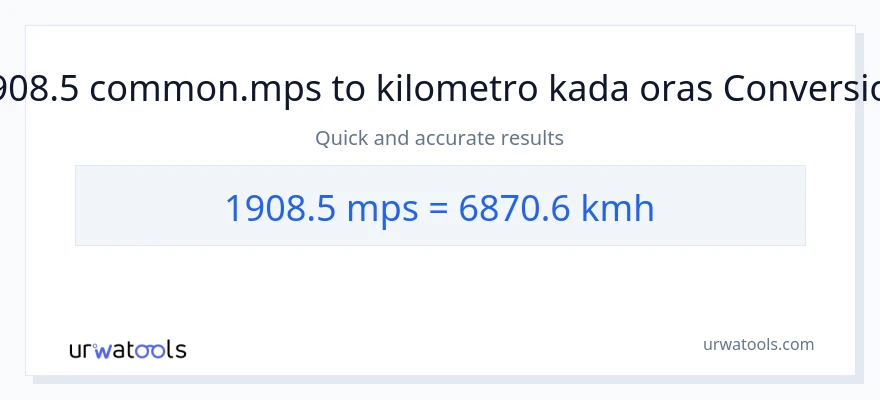 1908.5 Meters Per Second patungong kilometro kada oras na conversion