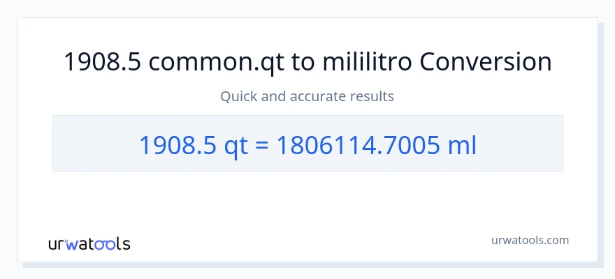 1908.5 Quarts patungong mga mililitro na conversion