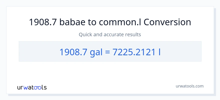 1908.7 Mga galon patungong Liters na conversion