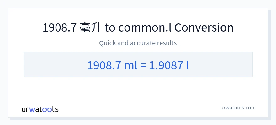 1908.7 毫升 到 Liters 轉換